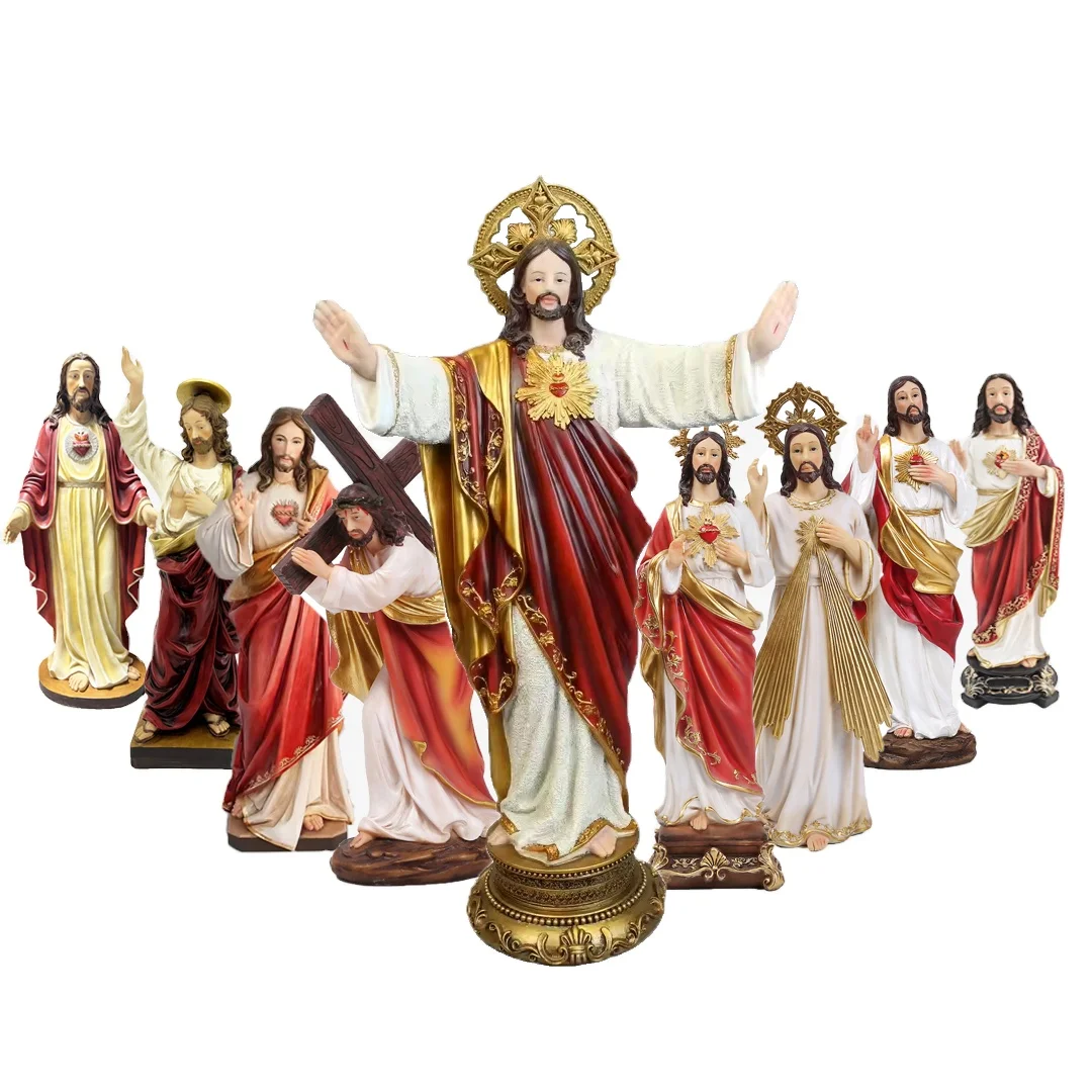Factory wholesale catholic religion sacred heart of Jesus statues resin ornaments figurine Jesus statue religious items