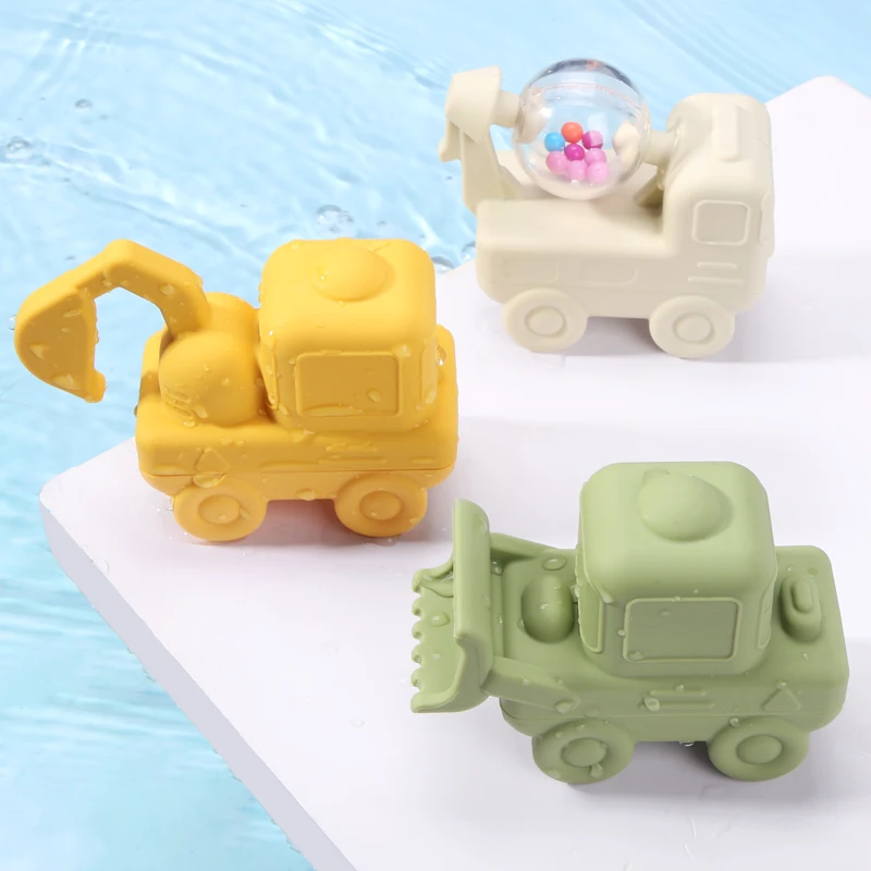 Kean Factory Bpa Free Kid Car Design Beach Sand Summer Water Toy Shower Silicone Baby Bath Toy For Babies