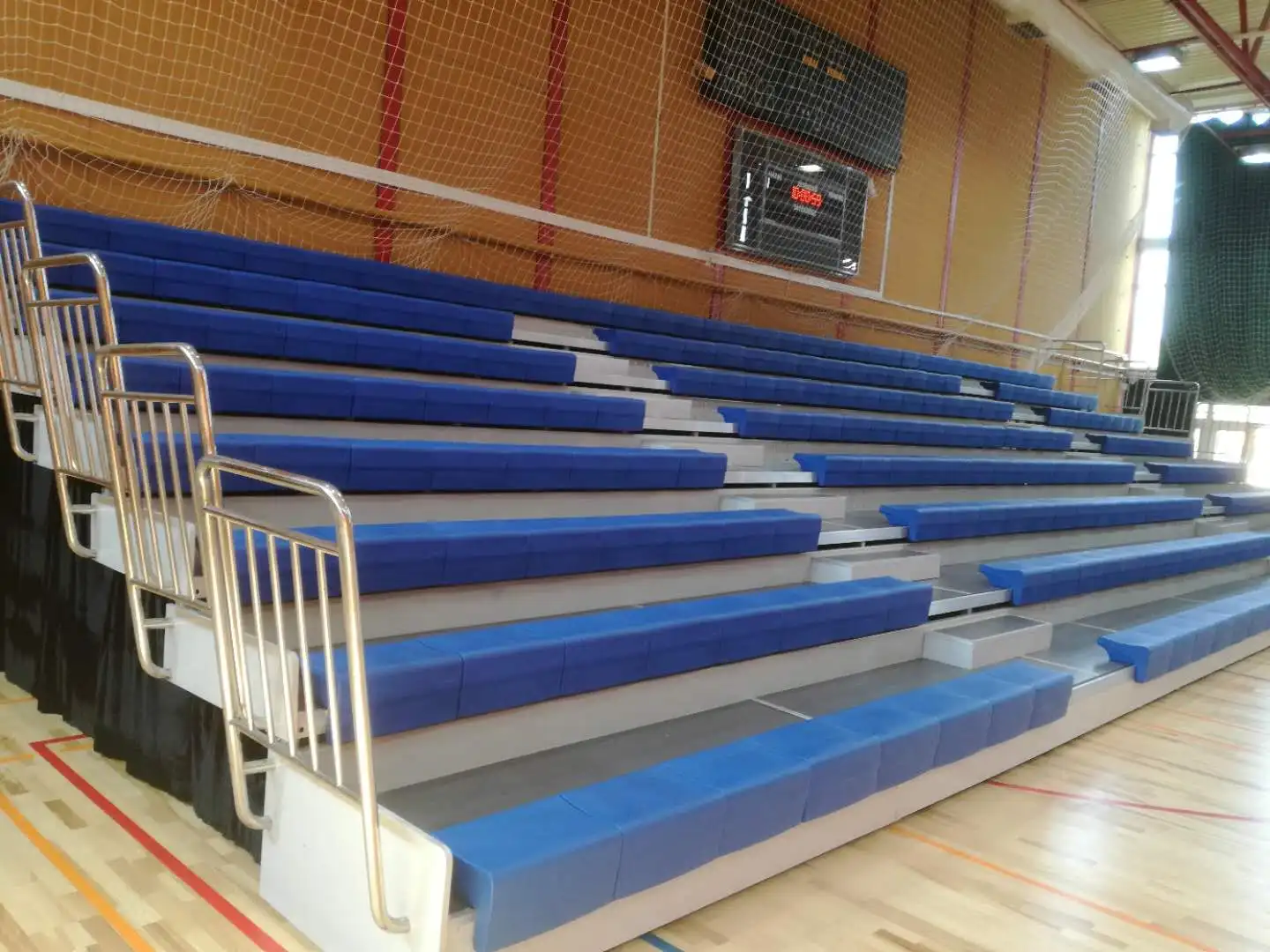JY-750 CE steel tribune retractable seating system wooden bleacher Plastic seat tribune bench  bleacher