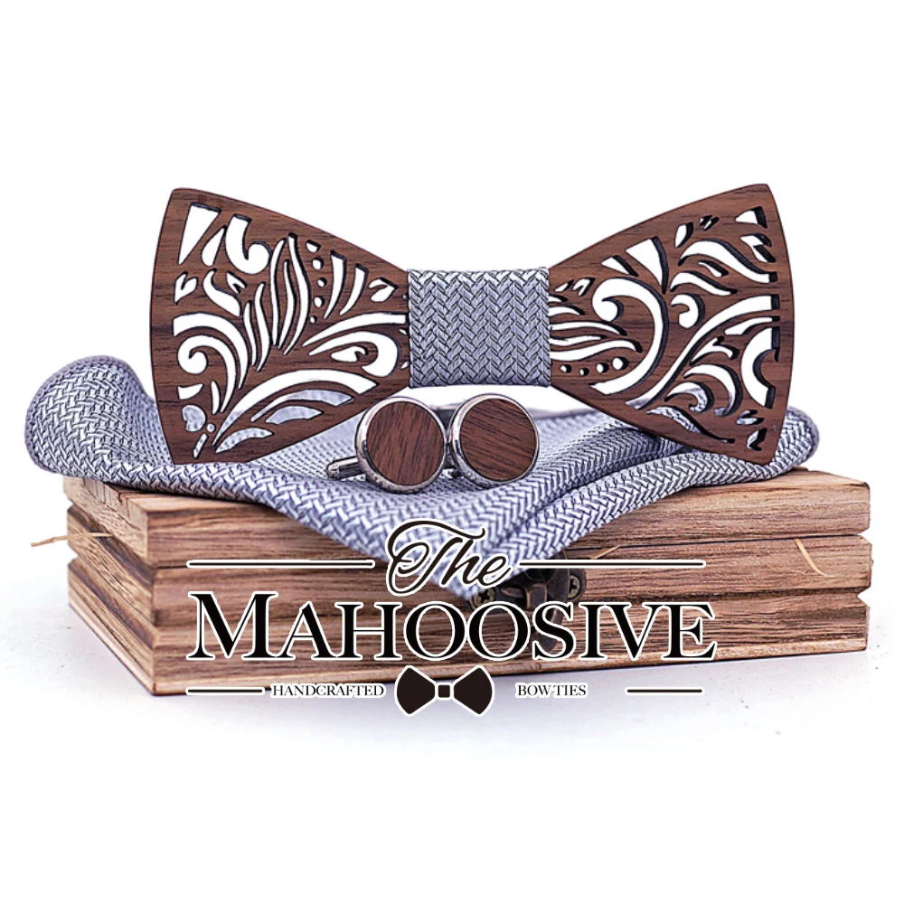2021 New Arrival Fashionable Men Kids Children Wedding Handmade Wood Bow Tie With Packaging Box