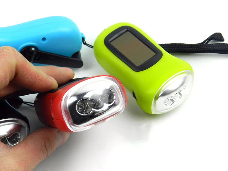 Hiking Camping Survival Emergency Rechargeable Dynamo LED Torch Hand Crank Solar Flashlight