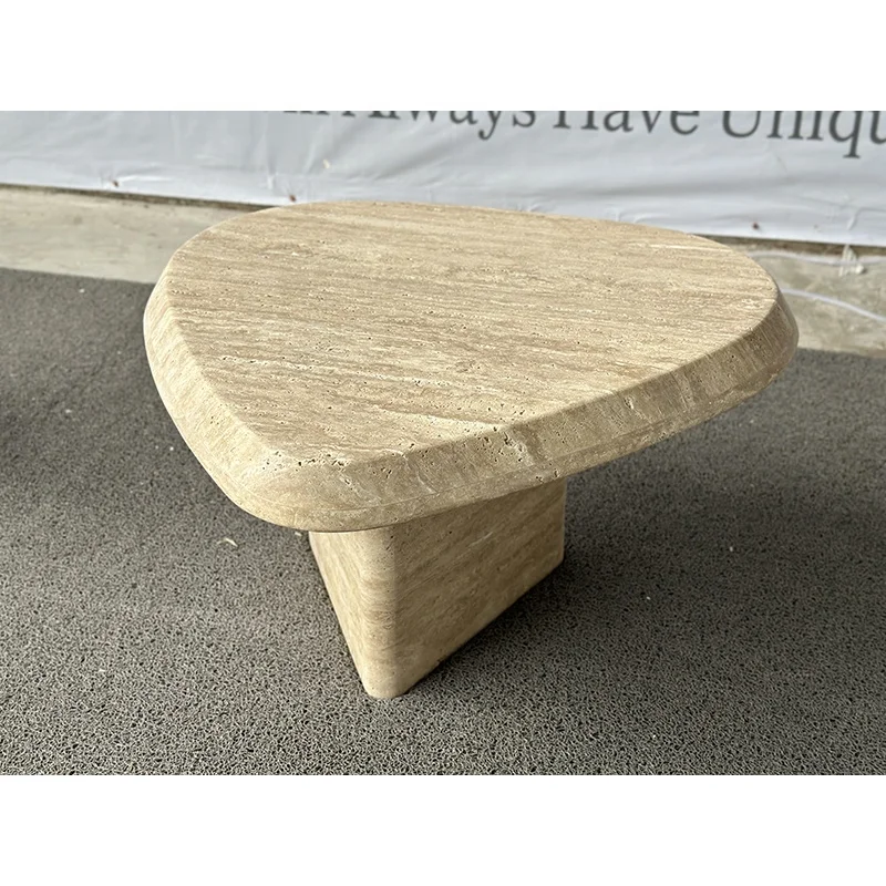 Marble Beige Coffee Table Living Room Furniture Marble Top Coffee Travertine Coffee Table Bench Handcrafted in Travertine