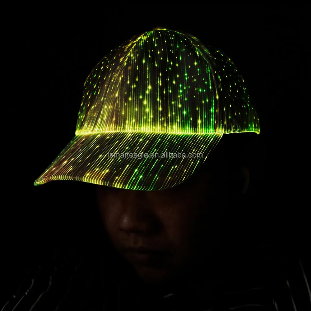 iSmart Party Rave Fashion LED Light Up Sport Hat Glowing Flashing Baseball Hat Luminous LED Fiber Optic Hip Hop Hat