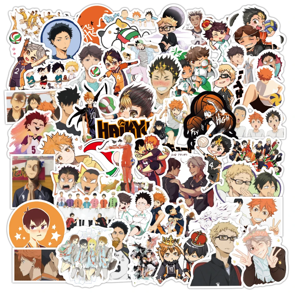50pcs/bag Custom Anime  Stickers Printing Adhesive Waterproof PVC Label Company Logo Design Cartoon Stationery Stickers