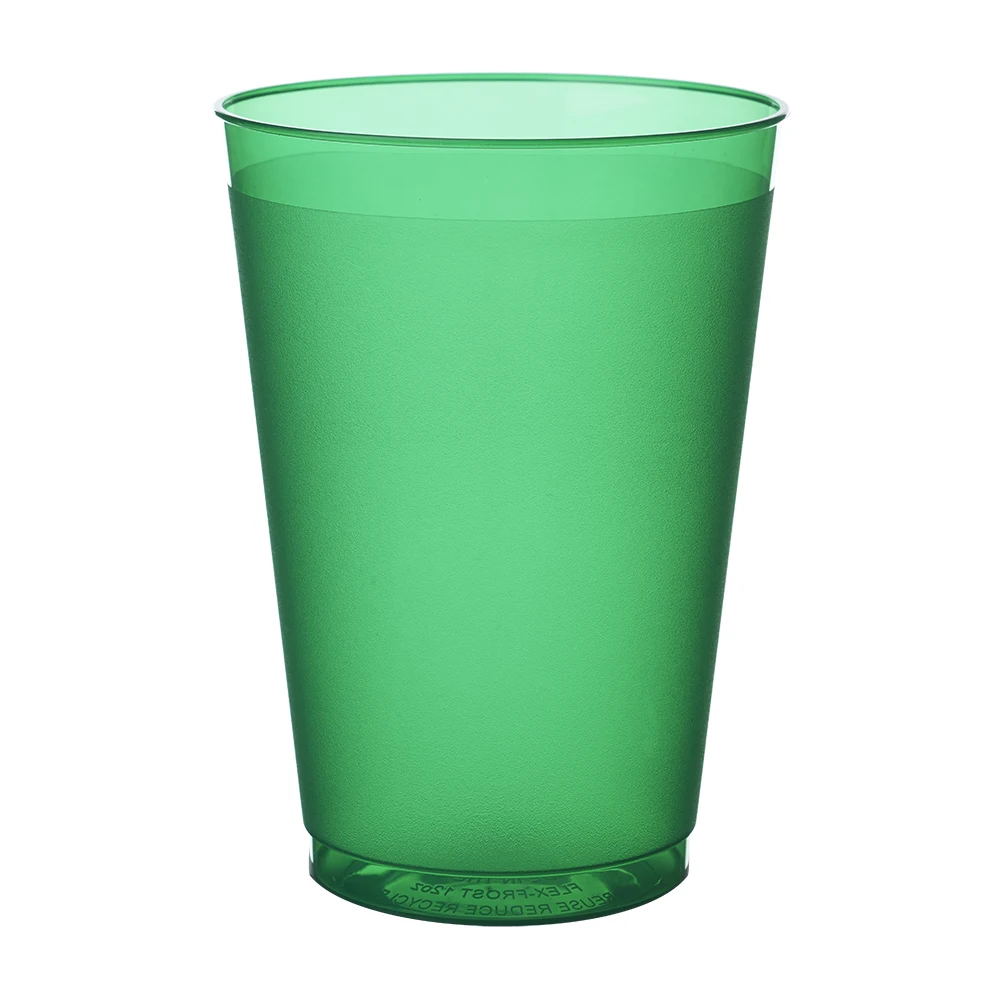 USA Made and Inventoried 12 Ounce Flex Frosted Plastic Stadium Cup 1 Color Imprint in One Location