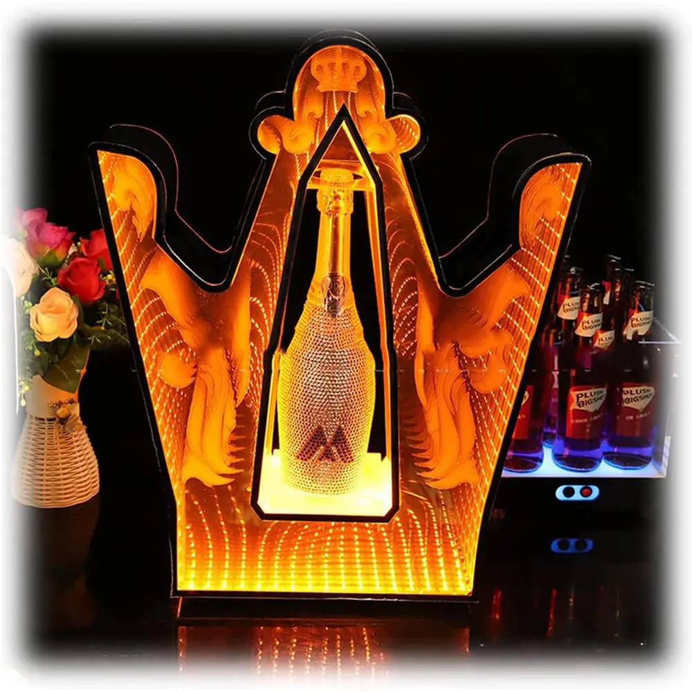 Custom Acrylic Champagne Wine Rack Crown Appearance VIP Service Bottle Presenter for wholesale