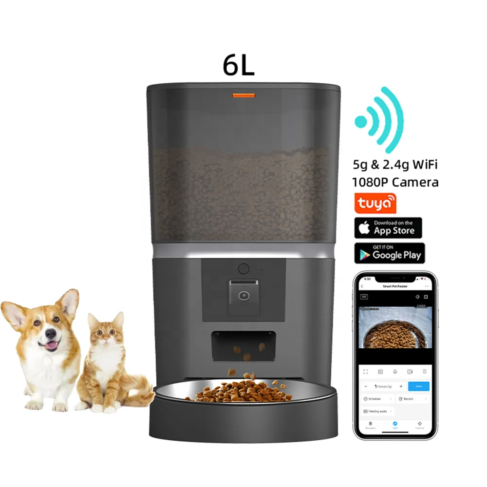 Взрывные модели tuya Dog Cat Smart Wifi приложение для мобильного телефона с камерой дистанционного управления микрочипом автоматическая кормушка домашних животных
