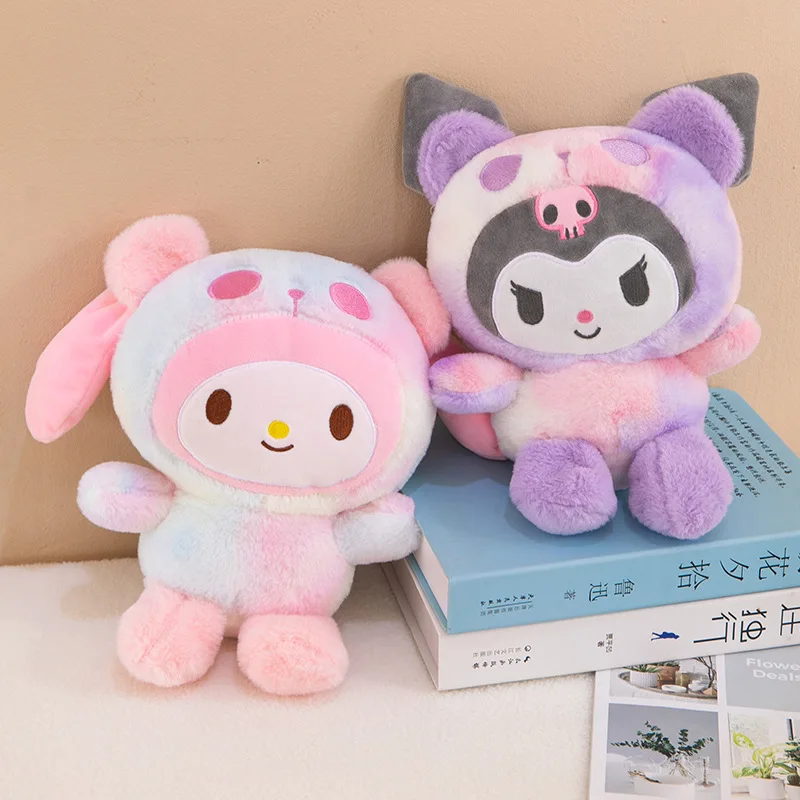 25cm Rainbow Sanrioed Plush toy Kawaii Soft Stuffed Plush Toys Kuromi My Melody Soft Dolls Kids cartoon Sanrioed Keychain Plush