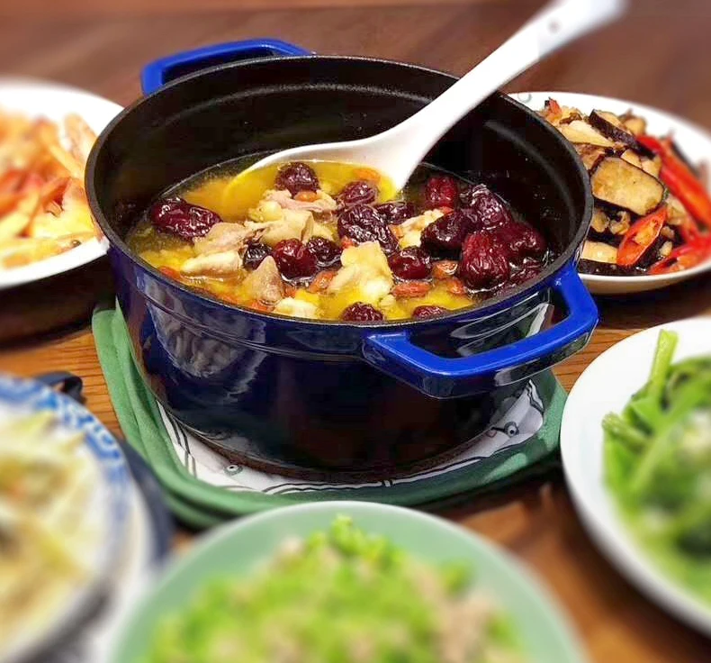 Custom colored nonstick enameled cast iron cookware set wholesale cooking pots casting iron pot set