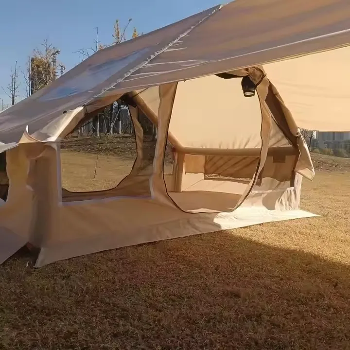 Portable One-Bedroom Family Camping Tent Waterproof Outdoor Large Canvas Oxford Fabric Automatic Features Gas Column Inflatable