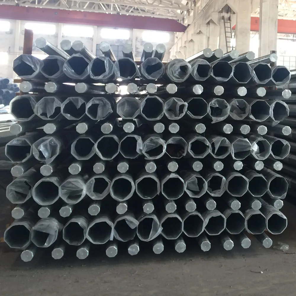 Customized Steel Electric Pole With Base Plate Transmission Lines
