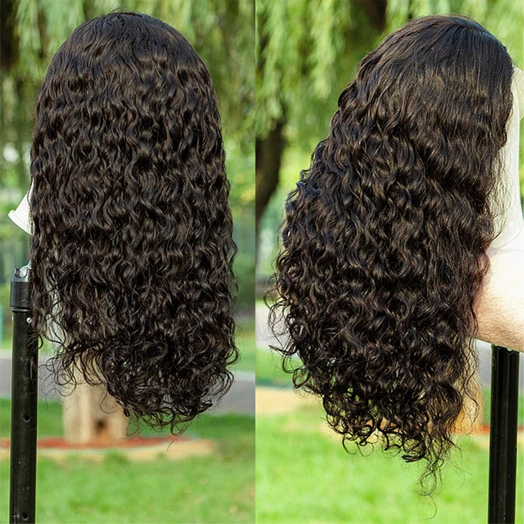 Free Sample Hd Full Lace Front Human Hair Wig, Water Curly Wet Wavy, Preplucked Bleached Knots Double Drawn Hair Wigs Supplier