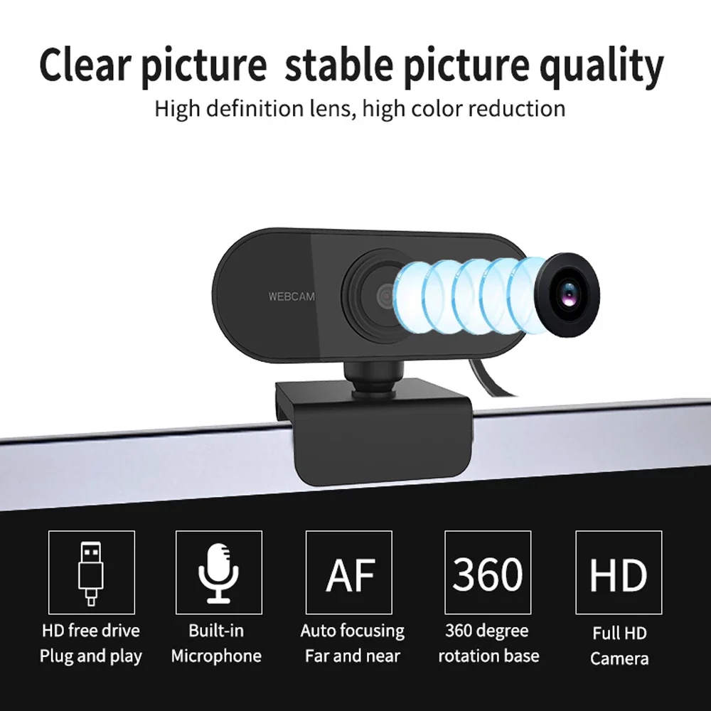 Webcam 1080P Full HD Web Camera With Microphone USB Plug Cam For PC Computer Mac Laptop Desktop YouTube Skype