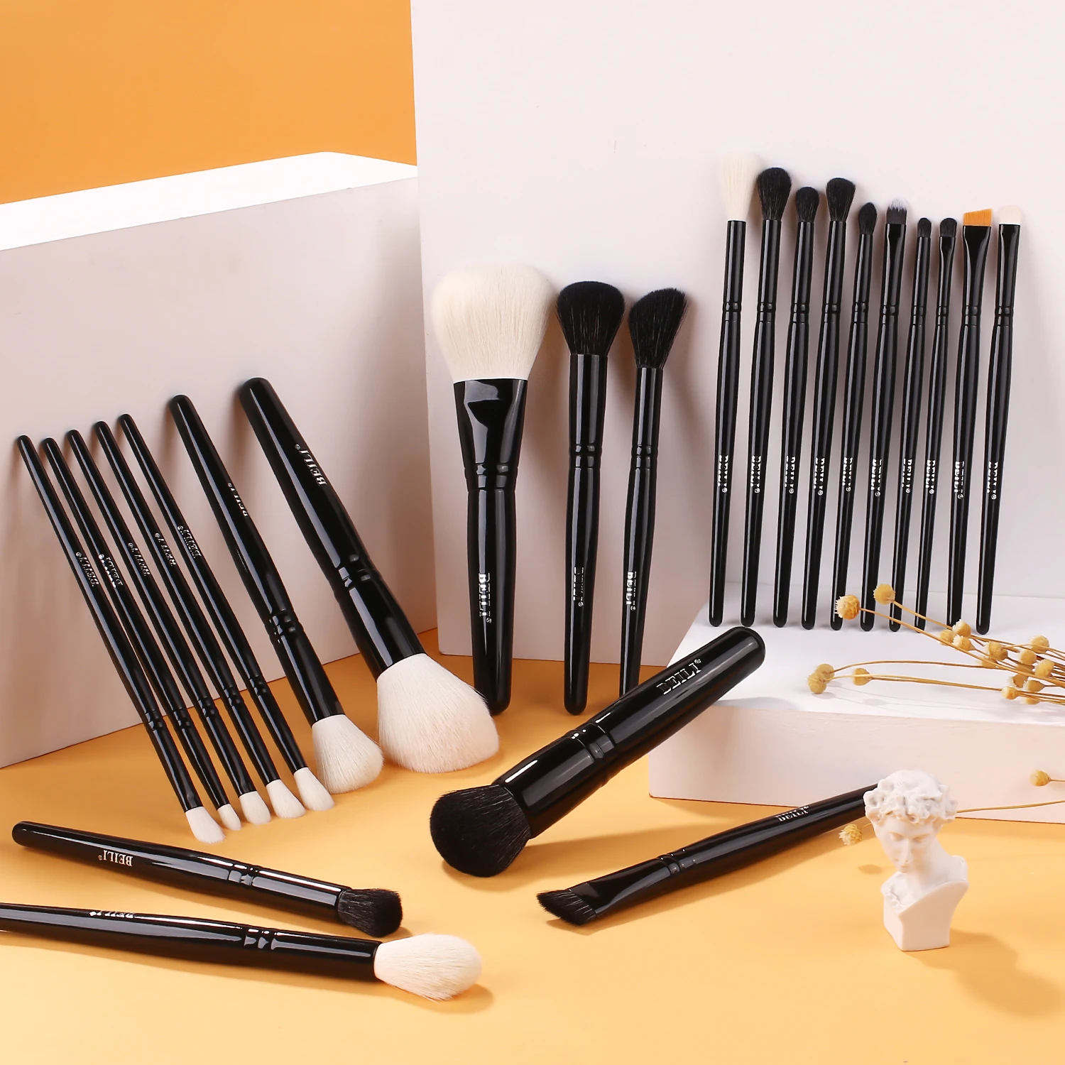 BEILI 24pcs custom logo professional high end all black high quality makeup brush cosmetic tools makeup set