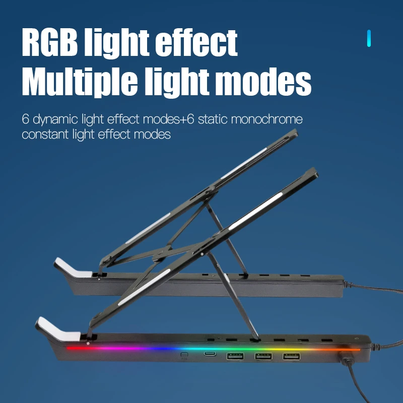 4 USB Led Notebook Holder Laptop Docking Station Stand Rgb Light Premium Portable Laptop Stand