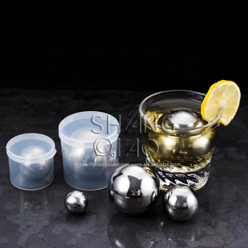 Ice Rock for Wine Stainless Steel Ice Cubes Cooling Ball Whiskey Stones Reusable Metal Ice Cubes for Whiskey Bourbon Scotch