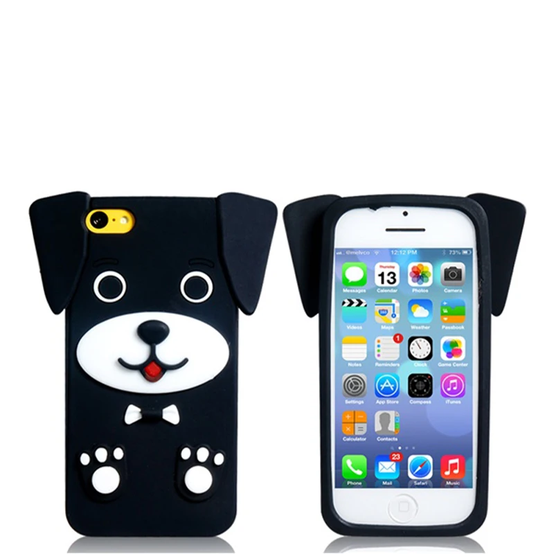Silicone cell phone case puppy shape cute cartoon custom color LOGO phone case customized cell phone case