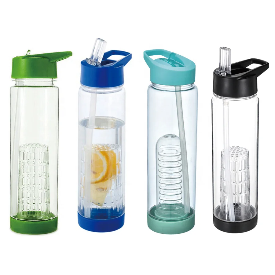 Plastic 720ml Sports Custom fruit infused water bottle Beverage BPA Free Drink infusion
