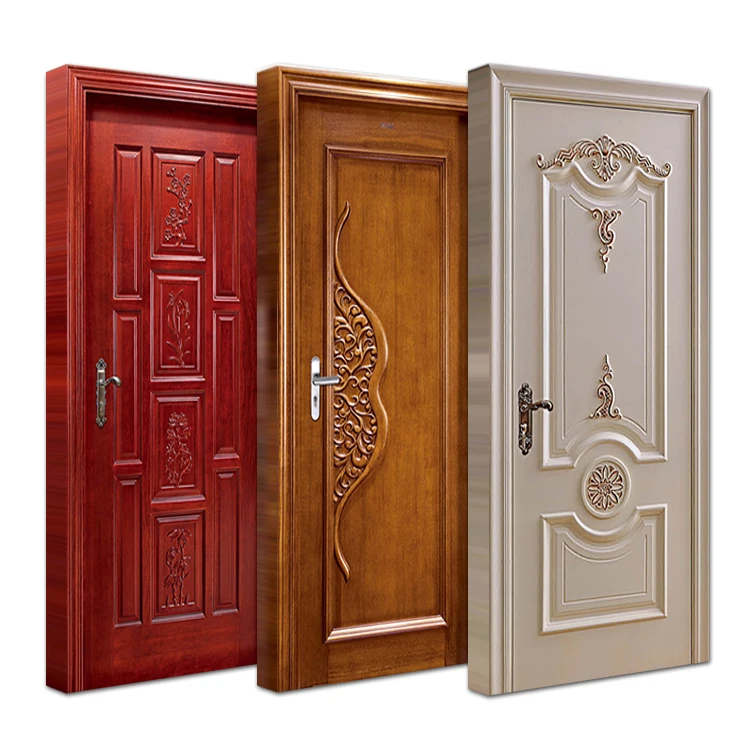 Foshan factory house indoor room paint colors flower solid core wood doors designs interior bedroom single rosewood wooden door
