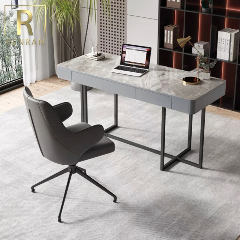 Modern design home office computer desks marble top writing table with chair luxury office furniture laptop tables