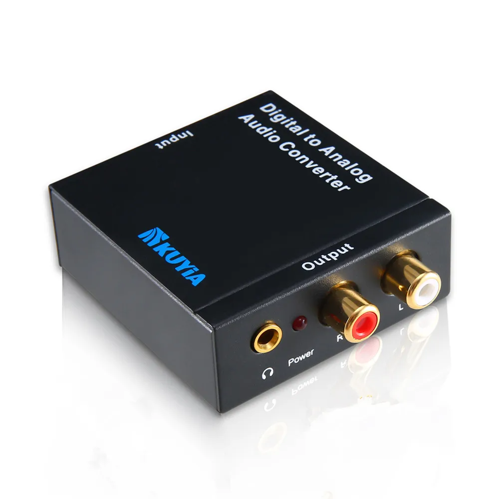 KUYIA Digital Optical Coax Coaxial Toslink to Analog RCA L/R Audio Converter 3.5MM Optical Coaxial Digital to Analog Audio Conv