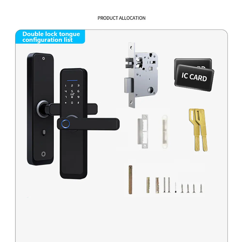 YOUHE X2 Tuya Smart Digital Fingerprint Hotel Security Door Lock Cylinder Set