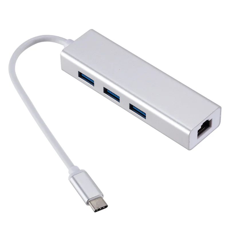 4 in 1 TYPE-C Ethernet to RJ45 Network Card 10/100 Mbps Lan Adapter with 3 Ports USB 2.0 HUB for Mac iOS Xiaomi Mi Box Laptop PC