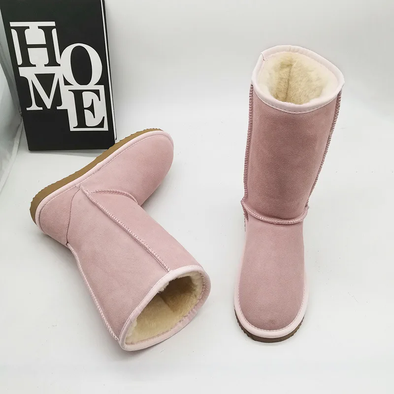 Wholesale 2024 luxury designer boots outdoor fashion winter shoes cowhide wool knee high boots for women