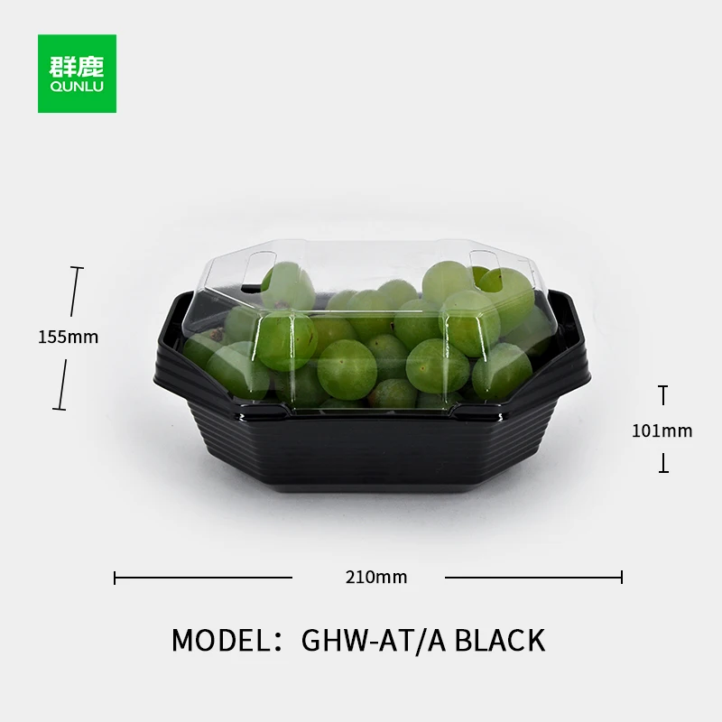 Factory Supply Disposable PET Food Container Green Transparent Plastic Packaging Box Tomato Candy Blister Storage Embossing