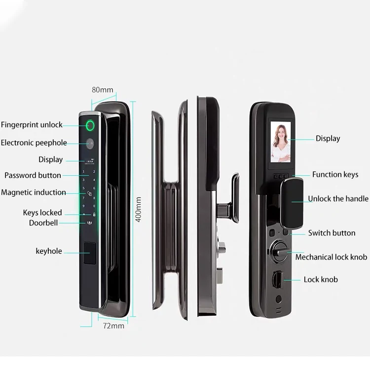 
With Screen Password Security Digital Electronic Safe Door Lock Smart Fingerprint Door Electronic Lock 
