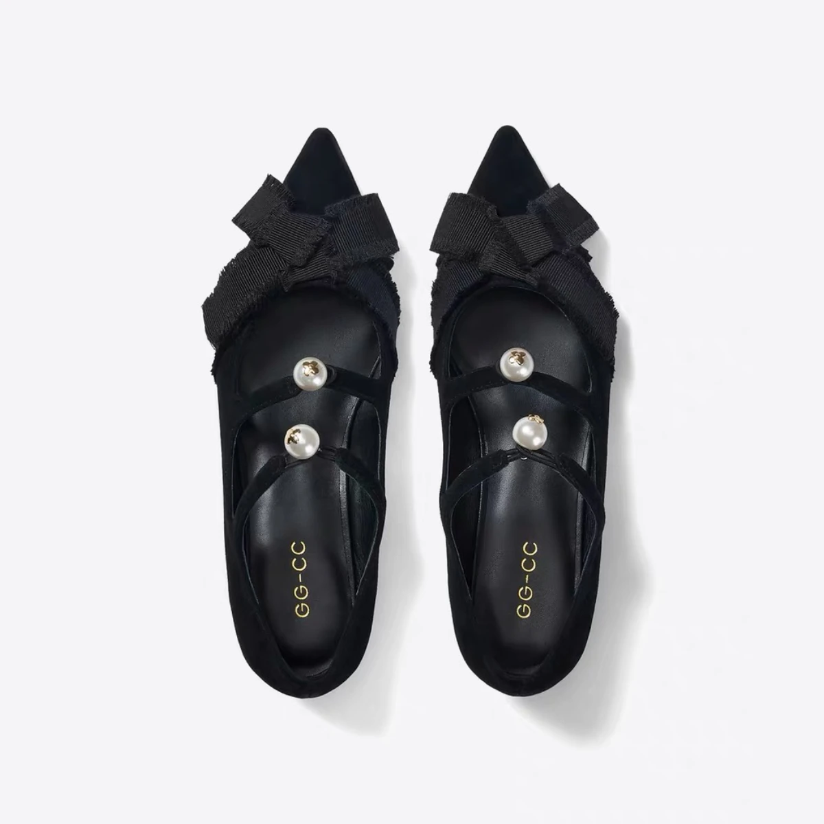 Black Pointed Toe Ballet Flat Shoes for Ladies Single Slip-On Closure Breathable and for Summer Spring Autumn Business