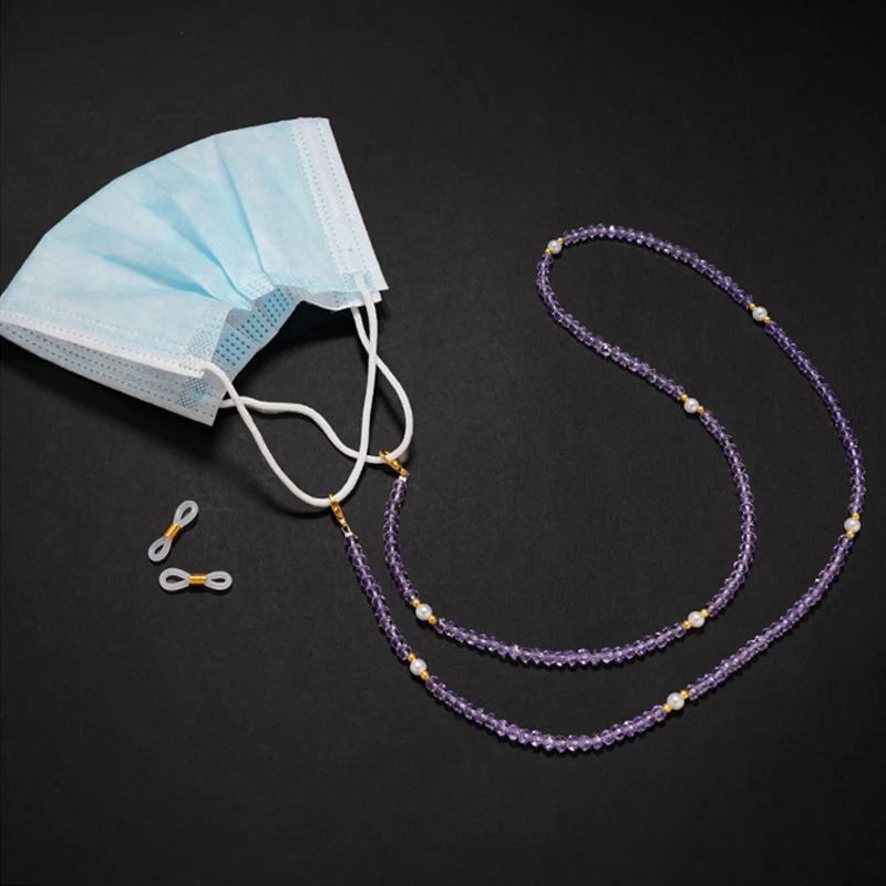 Fashion Simple Crystal Glasses Chain Mask Necklace Pearl Eyewear Accessories Wholesale 4mm Beaded Eyeglasses Strap Lanyards