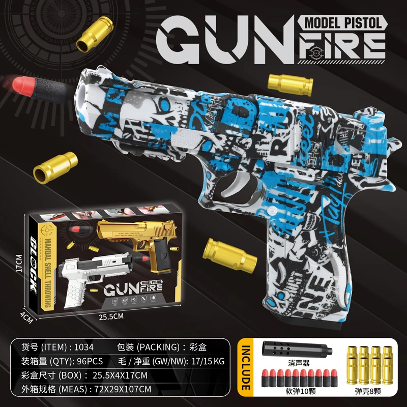 Desert Eagle Soft Bullet Retreat Action Pistol Toy foam Bullet Ejection Model Gun with Jumping Cartridge