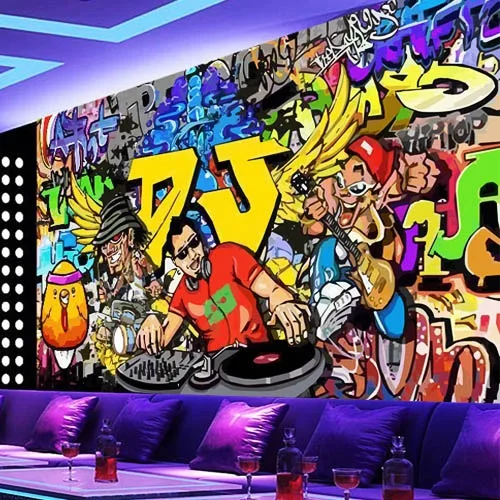 Alternative design wallpaper graffiti hip-hop music dance studio wall paste gym wallpaper theme wall paper industrial style