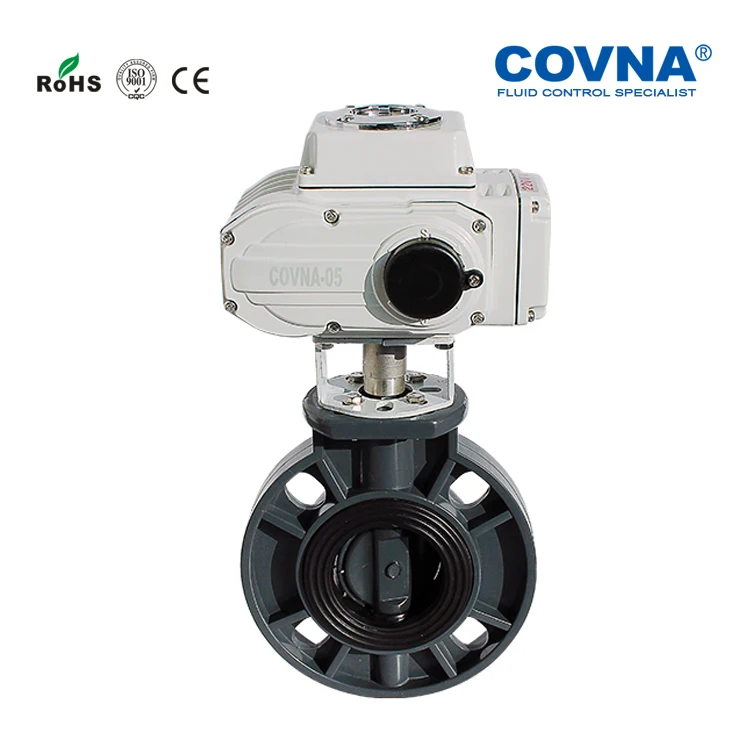 COVNA Actuator Valves UPVC PVC Plastic Flow Control Butterfly Valve Electric Actuator Motorized Ball Valve