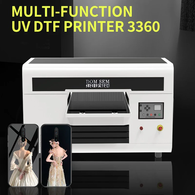 DOMSEM High Speed UV Printing Machine With Print Heads For Glass Cylinder Bottle Mug Phone Case Flatbed Uv inkjet Printer