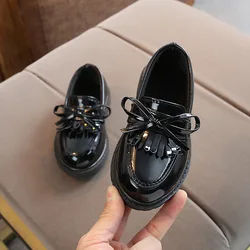Top Leader New Girls Black Dress Leather Shoes For Children Wedding Patent Leather Kids School Oxford Shoes Flat Fashion Rubber