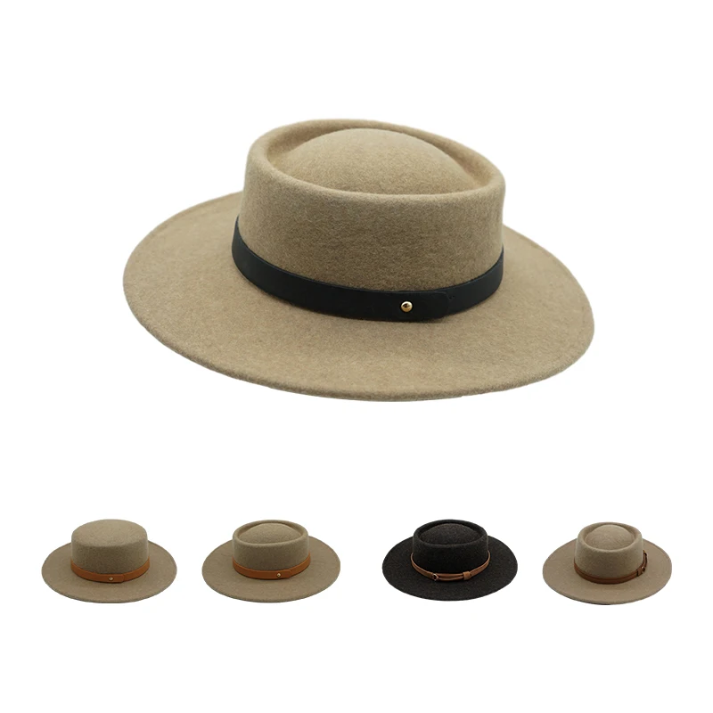 100% Australian Wool fashion felt hat for Adults customized logo color fedora hats pork pie with high quality