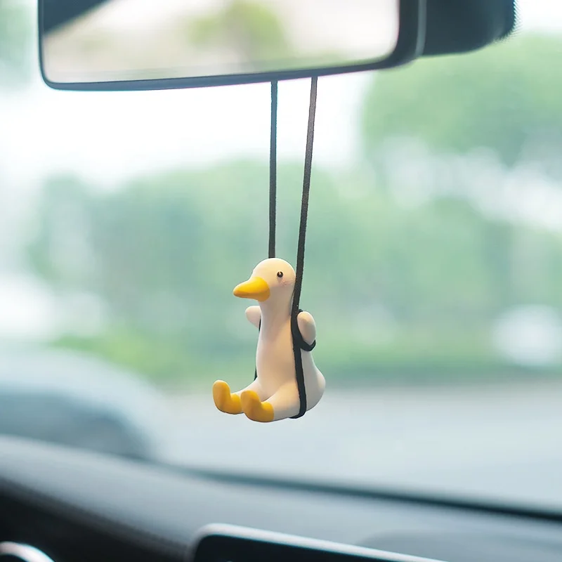 Factory Offer Car Rearview Pendant Interior Aromatherapy Car Decoration Cute Little Duck Swing