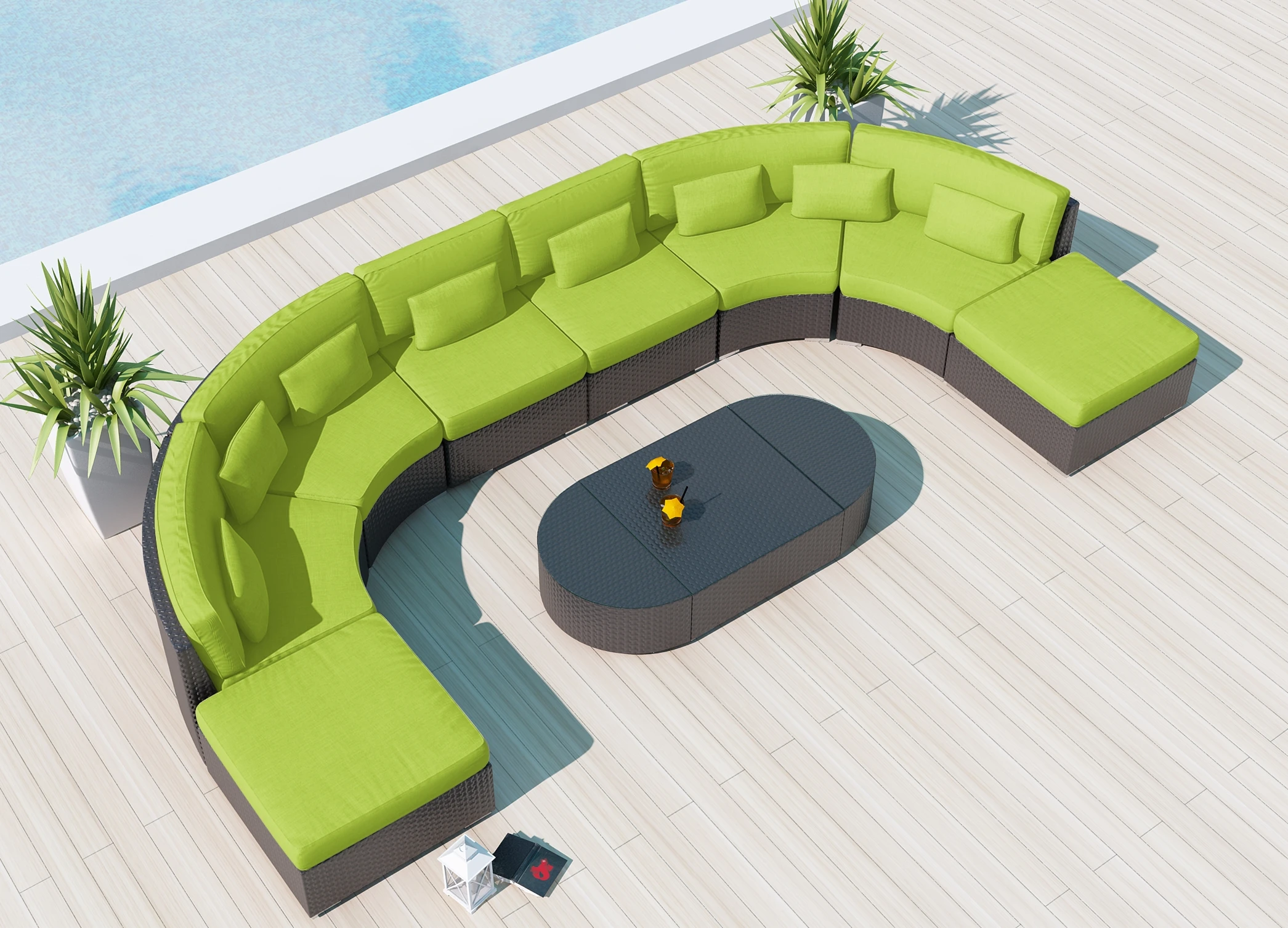 U Shaped Large Patio Big Lots Sectional Sofas All-weather PE Rattan Wicker Outdoor Garden Furniture