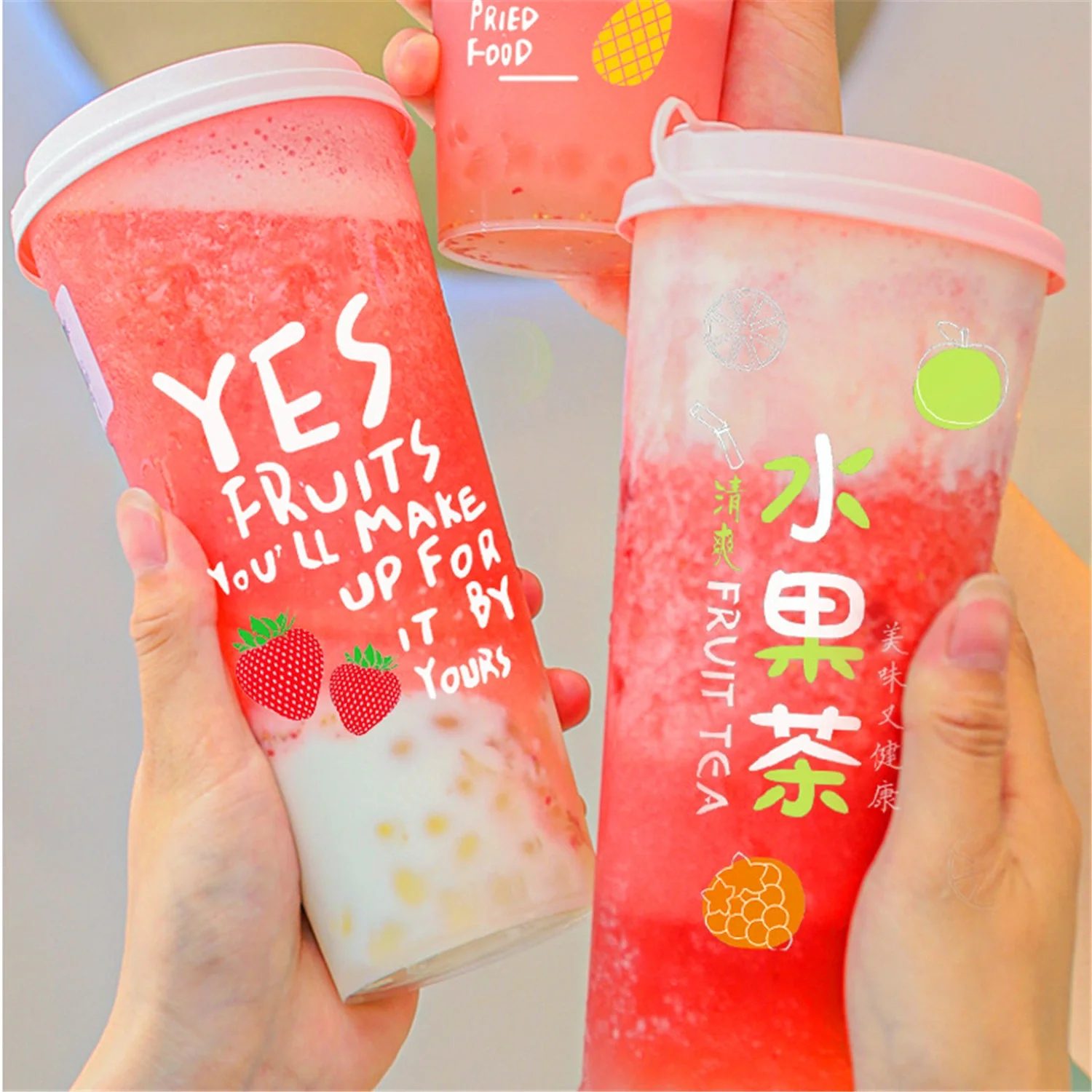 Frosted custom Disposable Smoothie PP Hard Plastic drink Bubble Milk Tea Cup