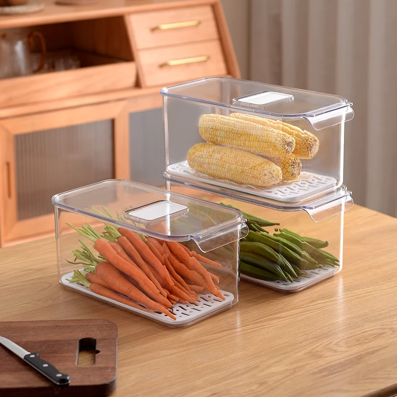 Kitchen Pantry Stackable Drawer Box Refrigerator Storage Fruit Vegetable Box pull out fridge storage organizer with lids