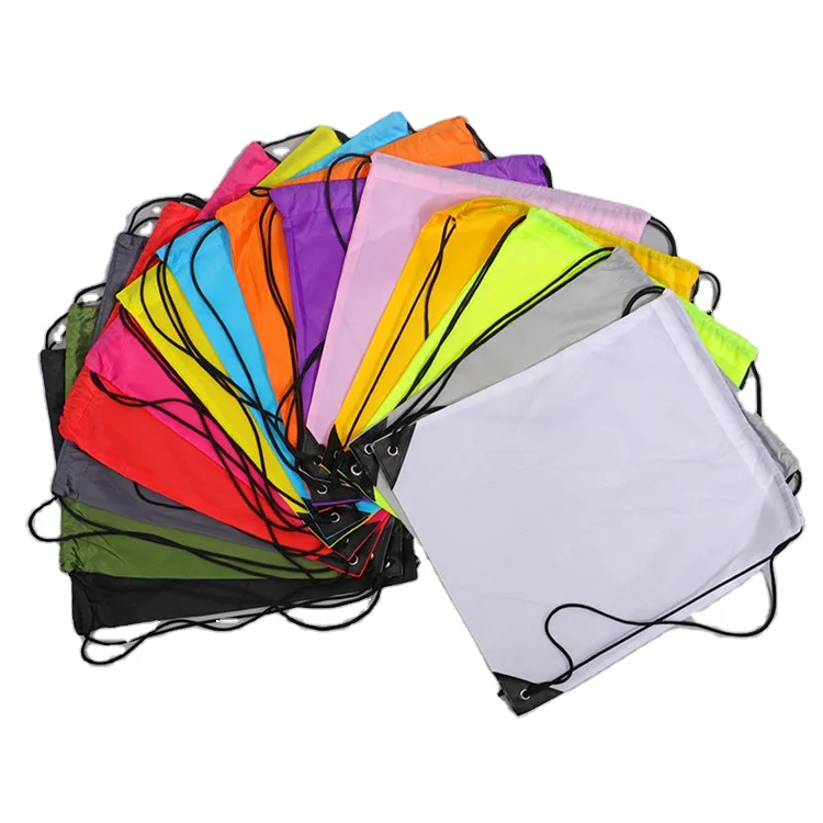 Custom Logo Drawstring Bag Sports Yoga Swim Portable Waterproof 210d Fiber Material Collapsible Polyester Drawstring Backpack