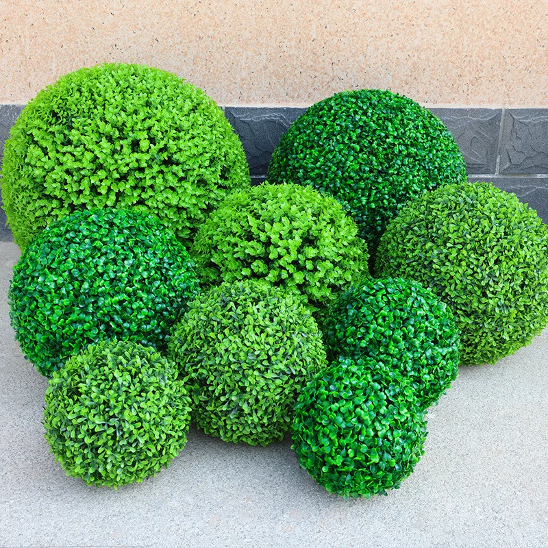 Eco-Friendly PE Factory Outlet Grass Ball Artificial Boxwood Ball Green Artificial Topiary Ball Home Decor