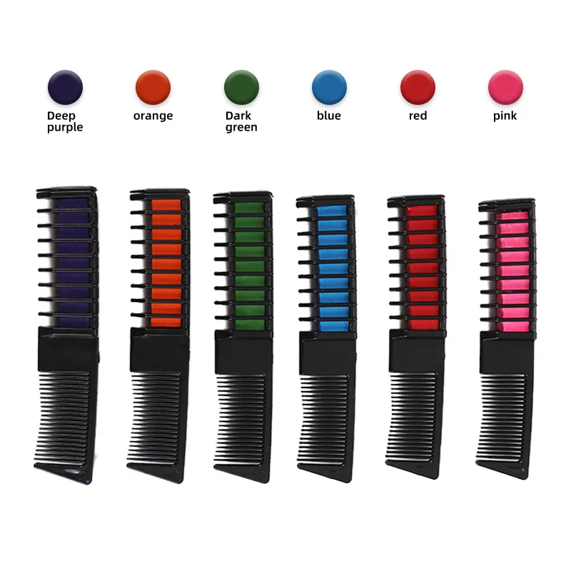 6 in 1 Temporary DIY For Girls Kids Paint Color Dye Washable Hair Chalk Comb Kit