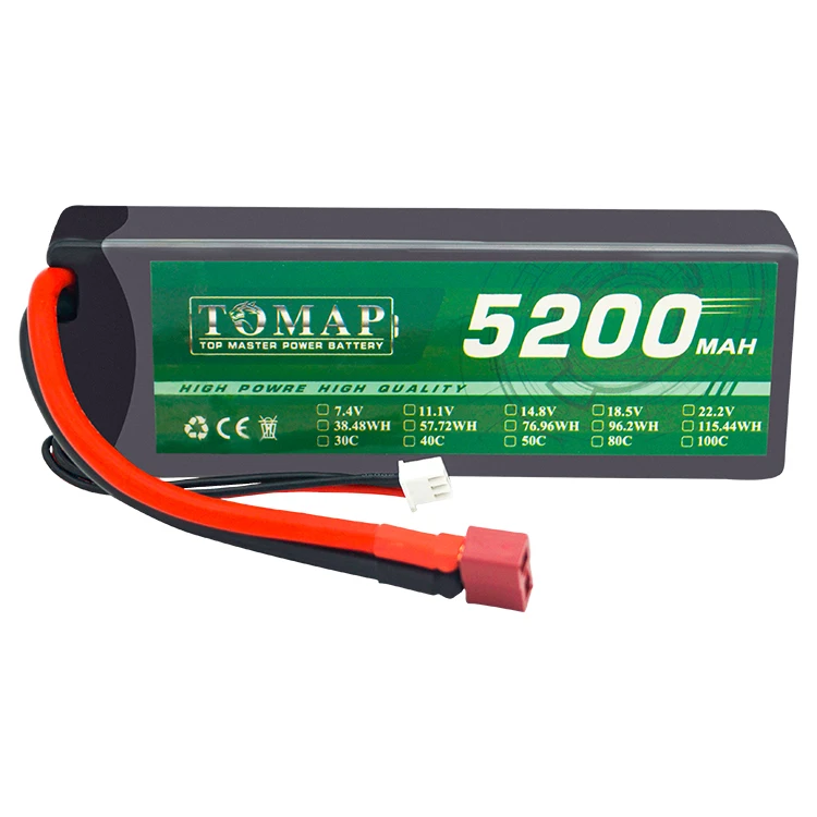 Hard shell rechargeable Lithium 3.7V 2s 7.4V 5200mah rc lipo battery for game Car Truck toys model