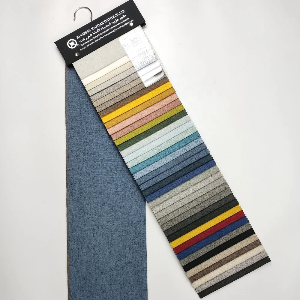 New style wholesale price 100% polyester hemp fabric plain color linen look fabric for sofa furniture