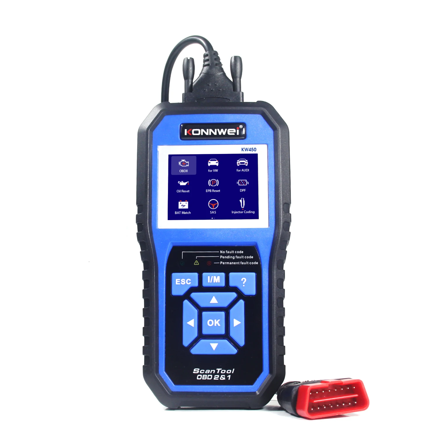 Автомобильный считыватель кодов KONNWEI KW450 OBD2 для VW Audi Seat Skoda, полный диагностический сканер системы, сброс масла EPB DPF BAT Match