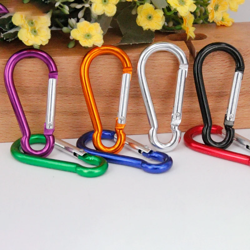 Outdoor Sports Multi Colors Aluminium Safety Buckle Keychain Climbing Button Carabiner Camping Hiking Hook