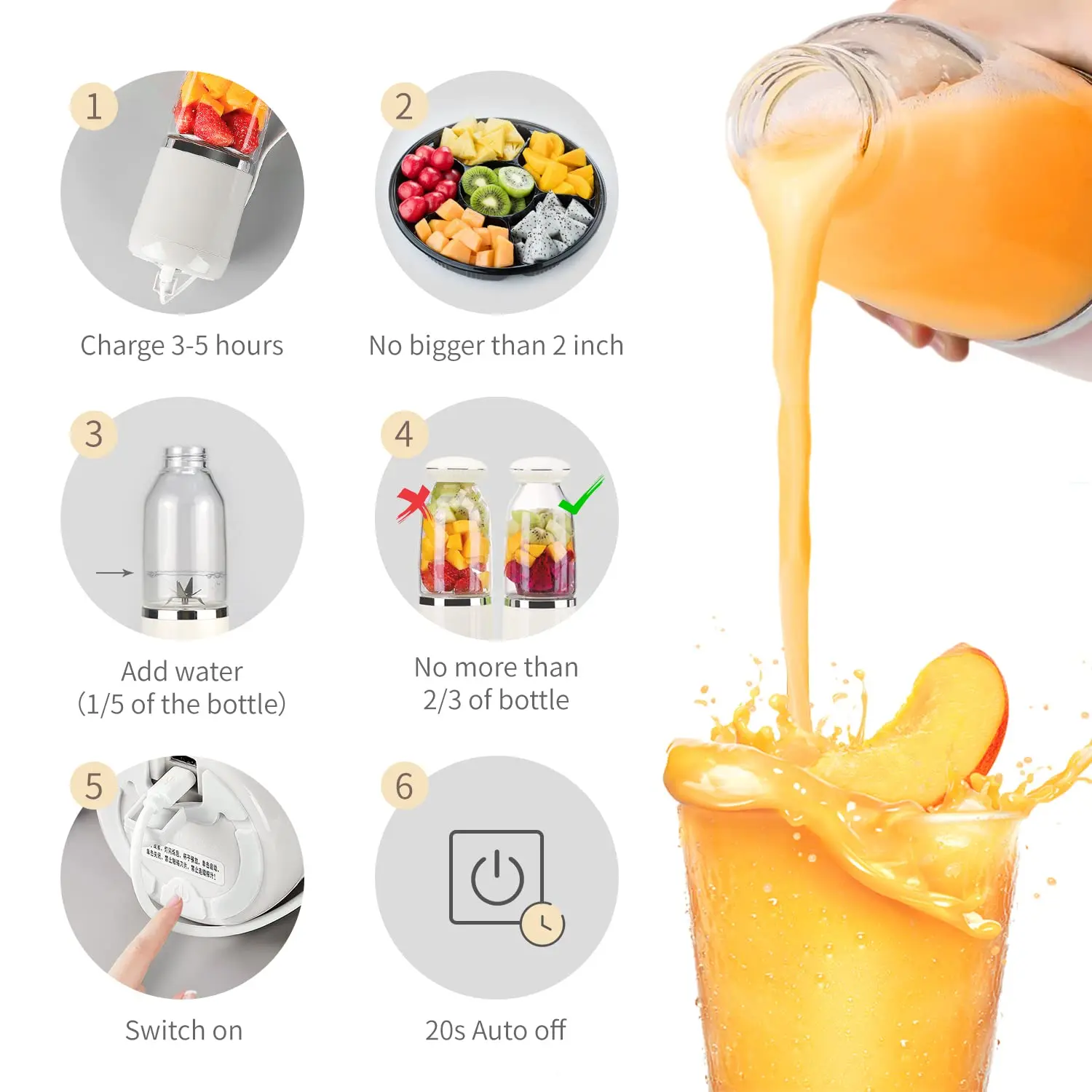 Juice extractor machine powerful 14-blade blender USB charging efficient and energy saving usb blender portable juicer blender